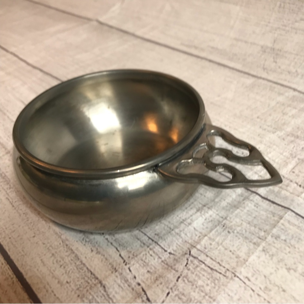Genuine Pewter Porringer Bowl With Handle 4”